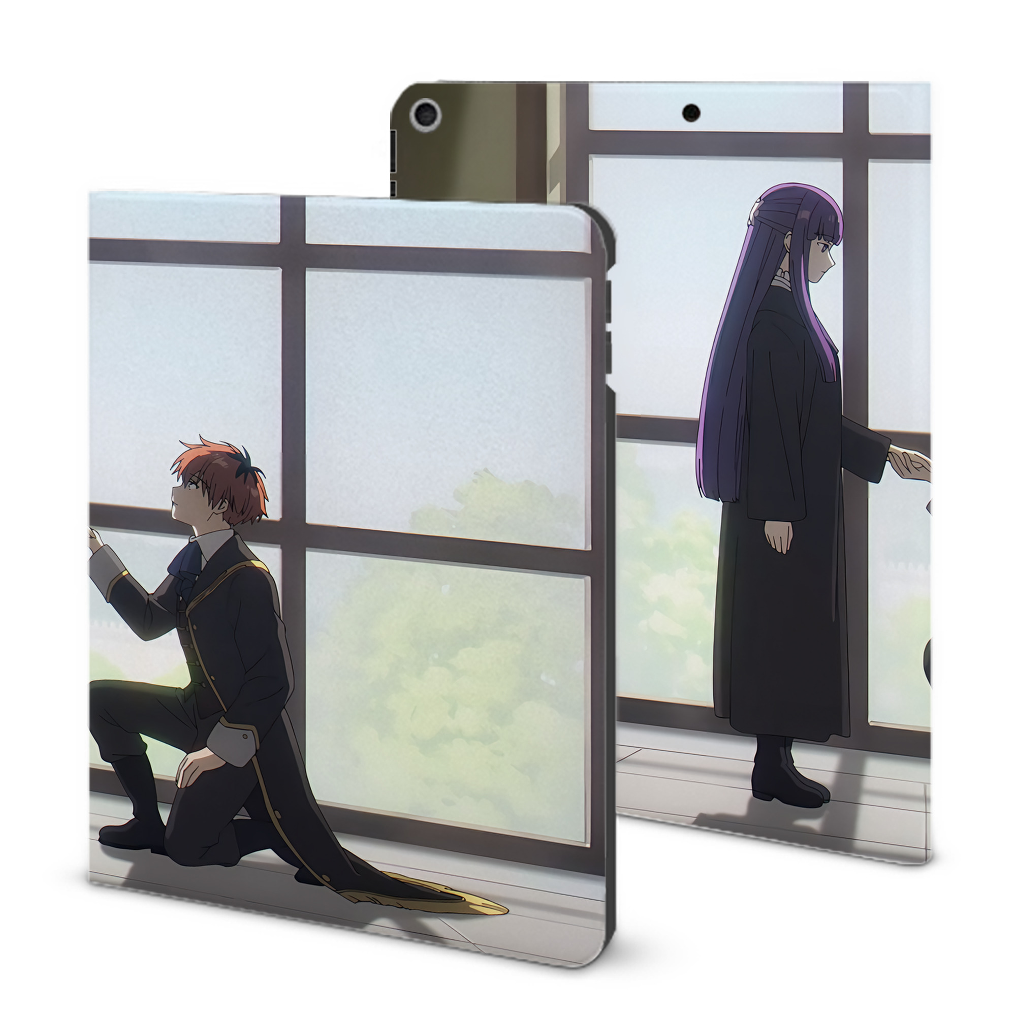 （画像用） 葬送のフリーレン Frieren IPad ケース ブック型 PUレザー TPU 耐衝撃 軽量 薄型 ペン収納なし 全面保護 IPad 各モデル対応
